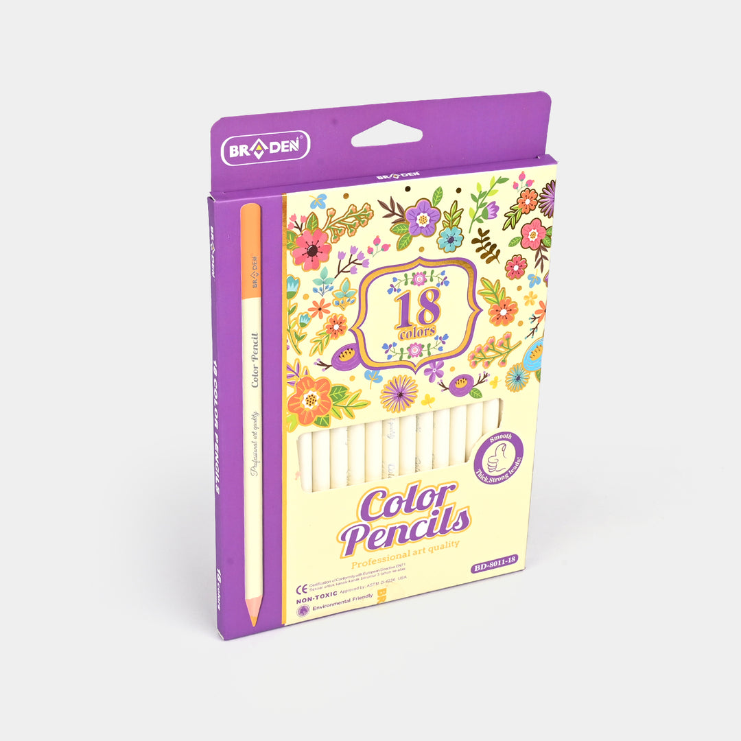 Braden Color Pencils 18PCs For Kids