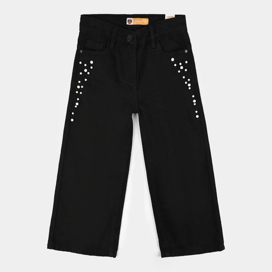 Girls Denim Stretch Pant Black Pearls-BLACK