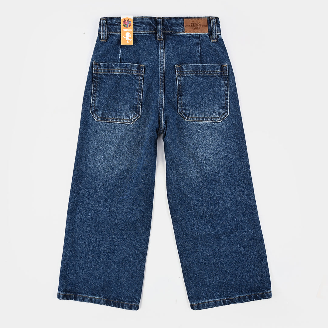 Girls Denim Stretch Pant Emb Star - DARK BLUE