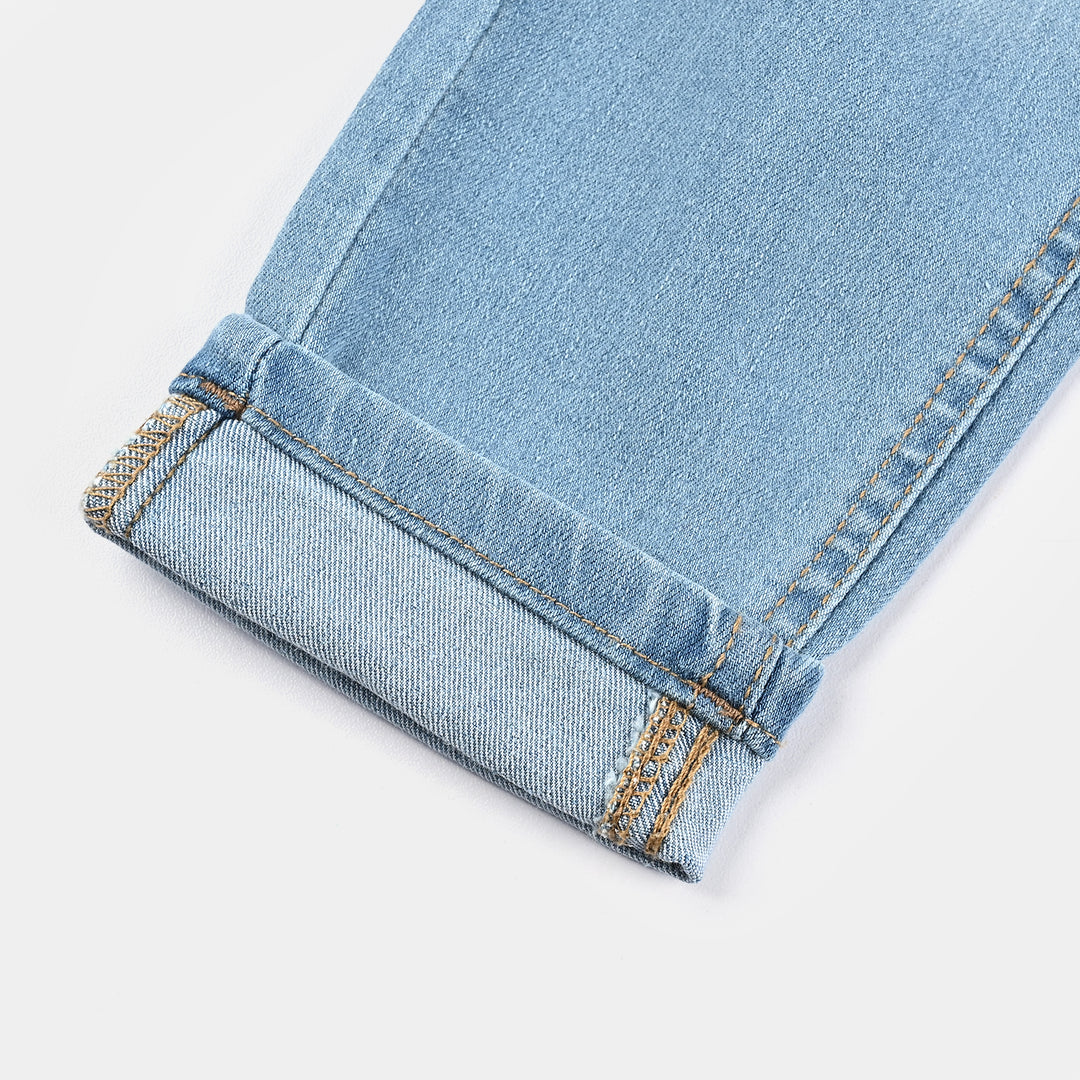 Boys Denim Stretch Pant Folded Hem 1 - Blue.Acid