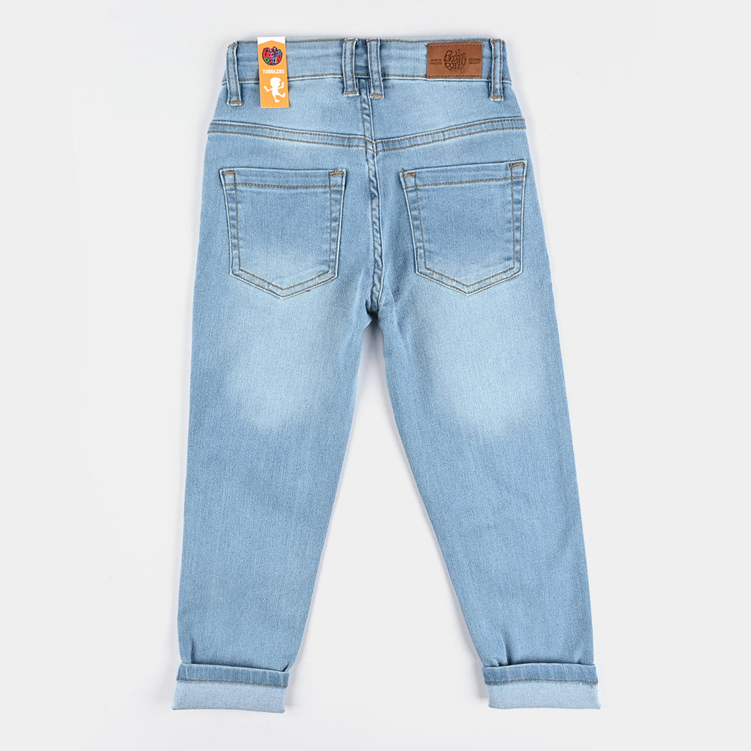 Boys Denim Stretch Pant Folded Hem 1 - Blue.Acid