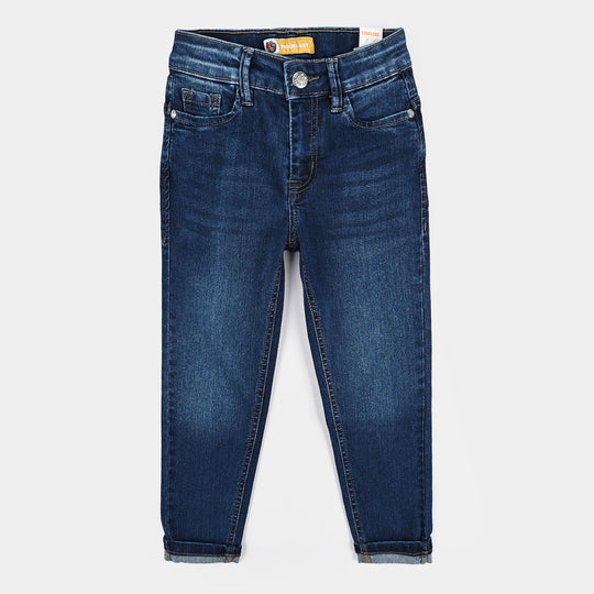 Boys Denim Stretch Pant Folded Hem 2 - DARK BLUE