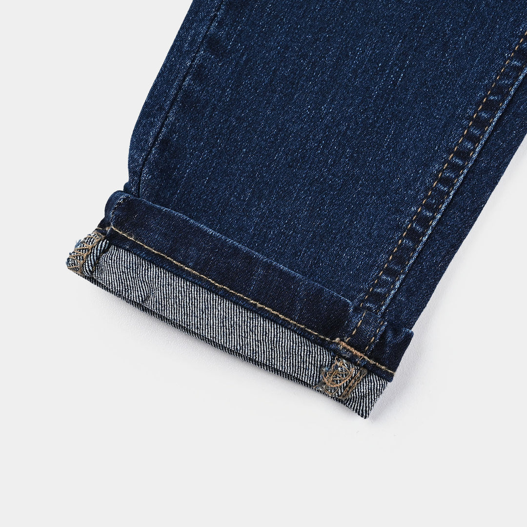Boys Denim Stretch Pant Folded Hem 2 - DARK BLUE