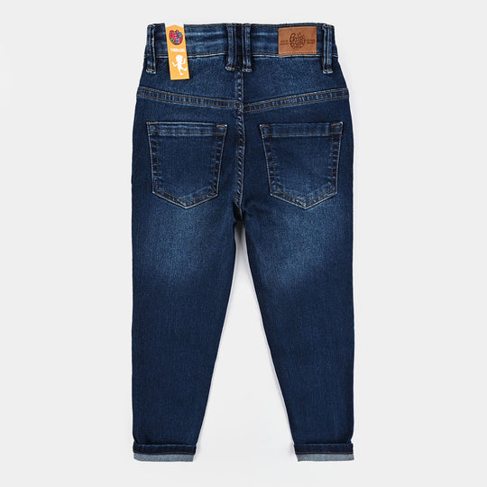 Boys Denim Stretch Pant Folded Hem 2 - DARK BLUE