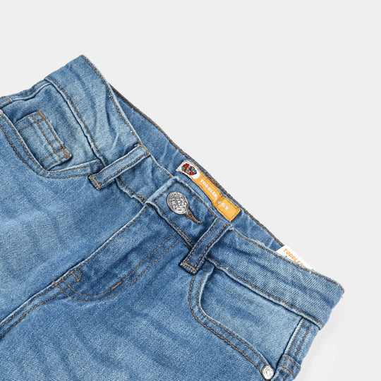 Boys Denim Stretch Pant Cargo Style - Mid Blue