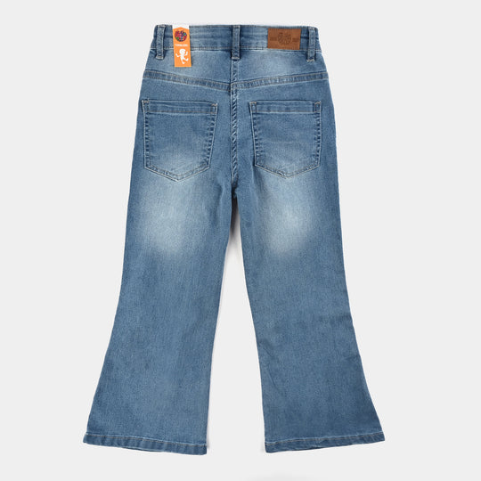 Girls Denim Stretch Pant Side Tape-DARK BLUE