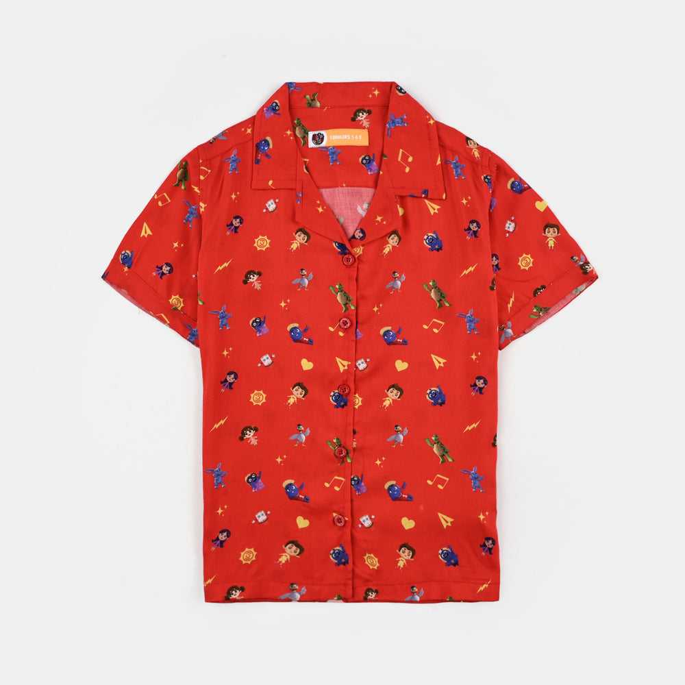 Girls Viscose Nightwear-RED