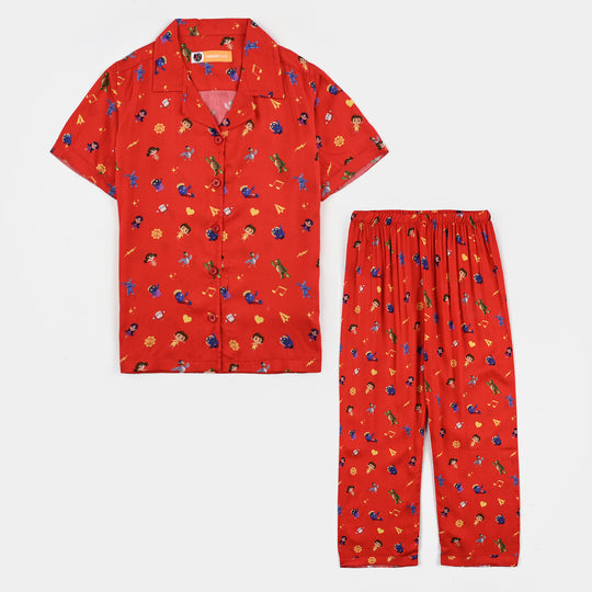 Girls Viscose Nightwear-RED