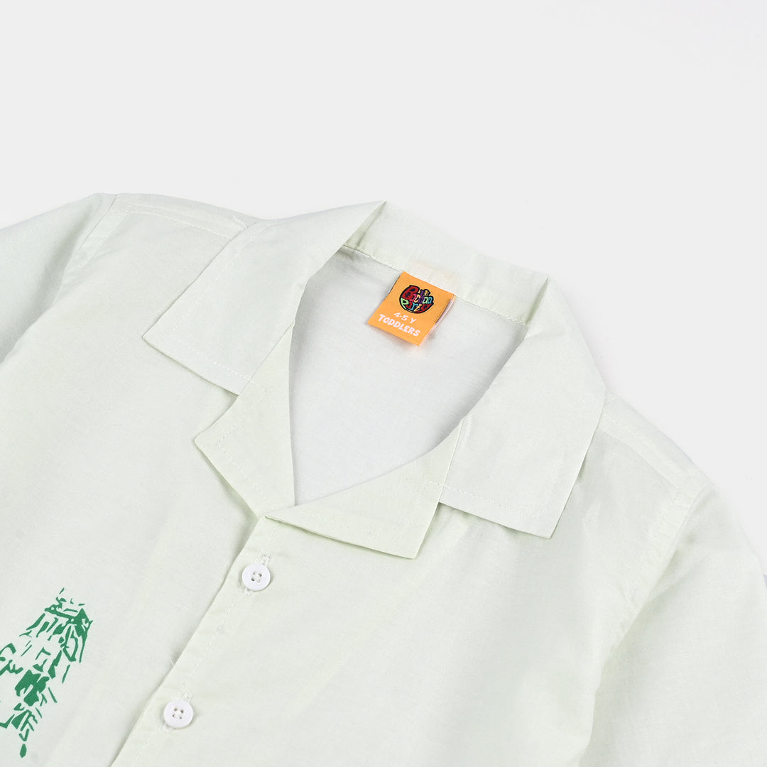 Boys Cotton Poplin Shirt H/S (Pak Meri Jan)-WHITE