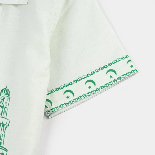 Boys Cotton Poplin Shirt H/S (Pak Meri Jan)-WHITE
