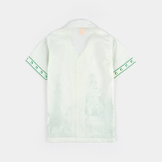 Boys Cotton Poplin Shirt H/S (Pak Meri Jan)-WHITE