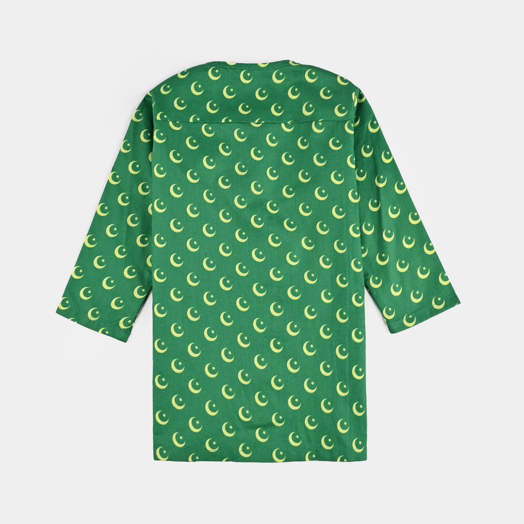 Infant Boys Printed Kurta (Azam-e-Pakistan)-GREEN