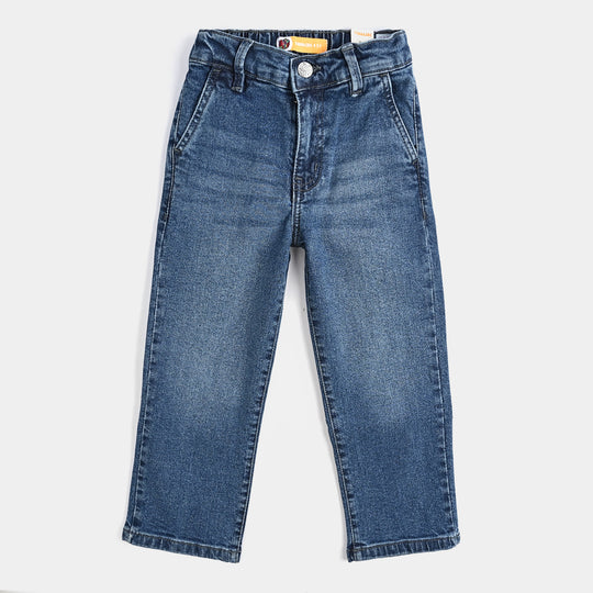 Boys Denim Stretch Pant Basic Straight Fit - Mid Blue