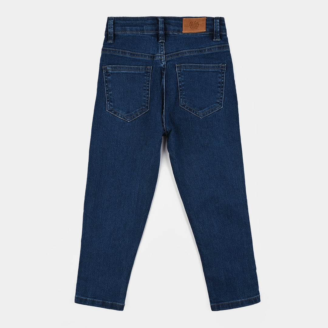 Girls Denim Stretch Pant Sequins Heart-Mid Blue