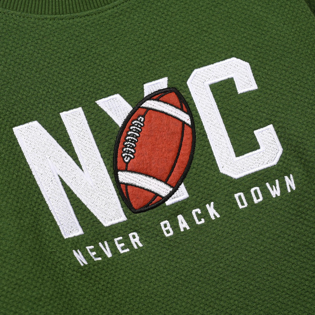 Boys Knitted Jacquard Sweatshirt (NYC) - Olive Green