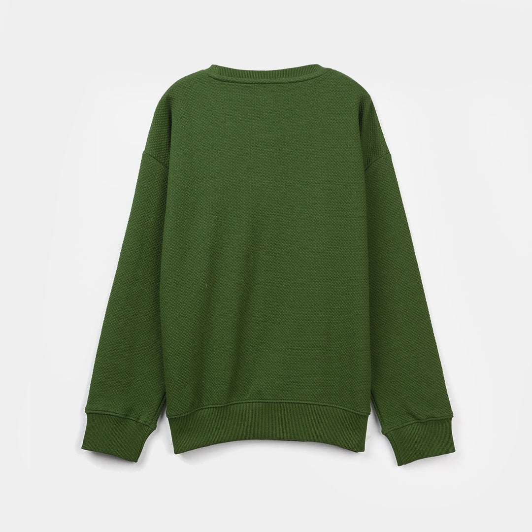 Boys Knitted Jacquard Sweatshirt (NYC) - Olive Green