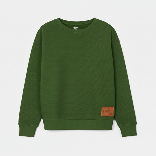 Boys Ottoman Sweatshirt Full Speed Ahead-Olive Green