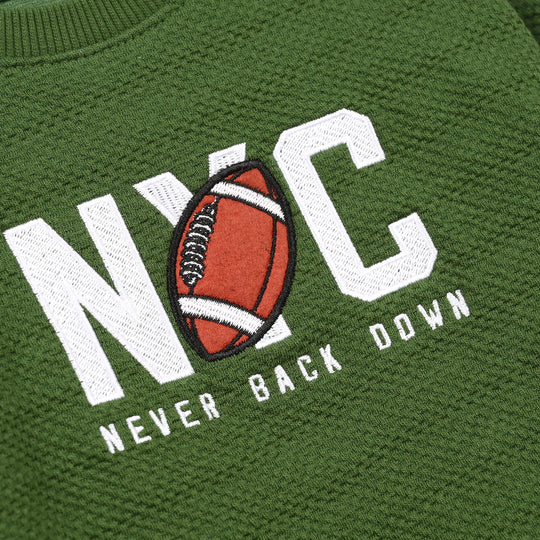 Infant Boys jacquard Sweatshirt (NYC) - Olive Green