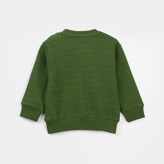 Infant Boys jacquard Sweatshirt (NYC) - Olive Green