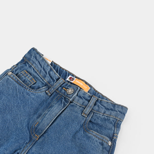 Girls Denim Stretch Pant Basic Culotte-Mid Blue