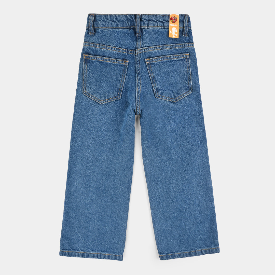 Girls Denim Stretch Pant Basic Culotte-Mid Blue