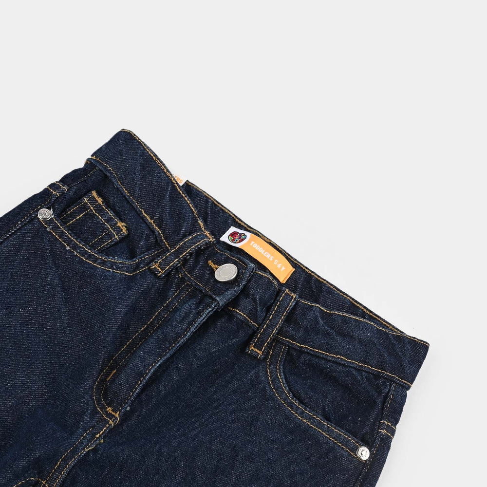 Girls Denim Stretch Pant Wide Leg-DARK BLUE