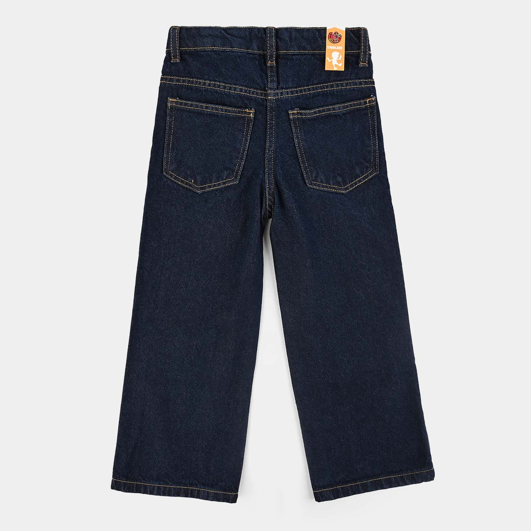Girls Denim Stretch Pant Wide Leg-DARK BLUE