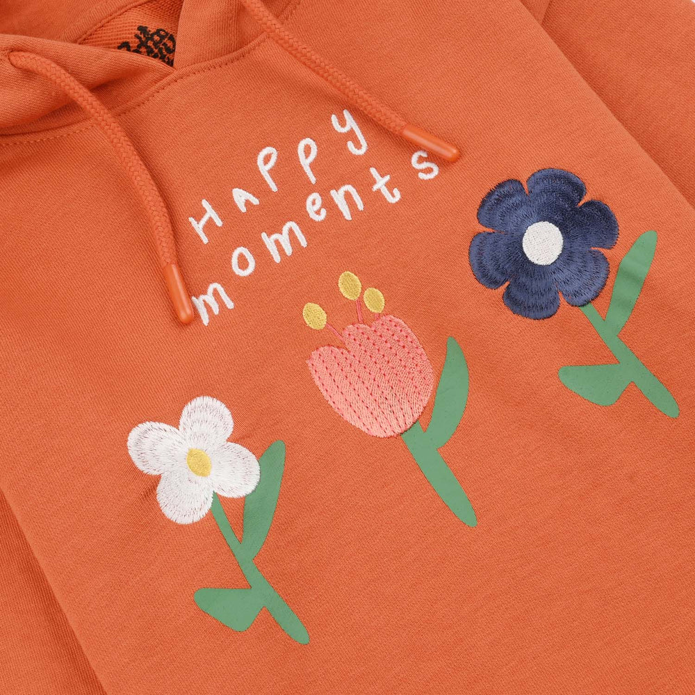 Girls Jersey/Terry Pullover Hoodie Happy Moments-Orange