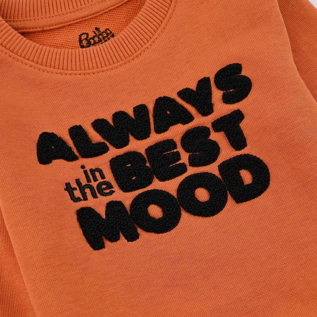 Infant Boys Jersey/Terry Sweatshirt Best Mood-Orange