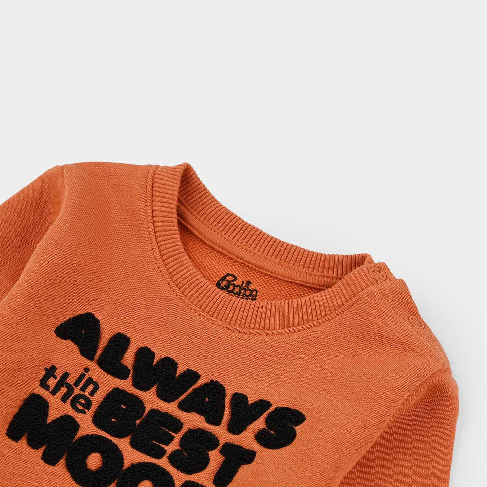 Infant Boys Jersey/Terry Sweatshirt Best Mood-Orange