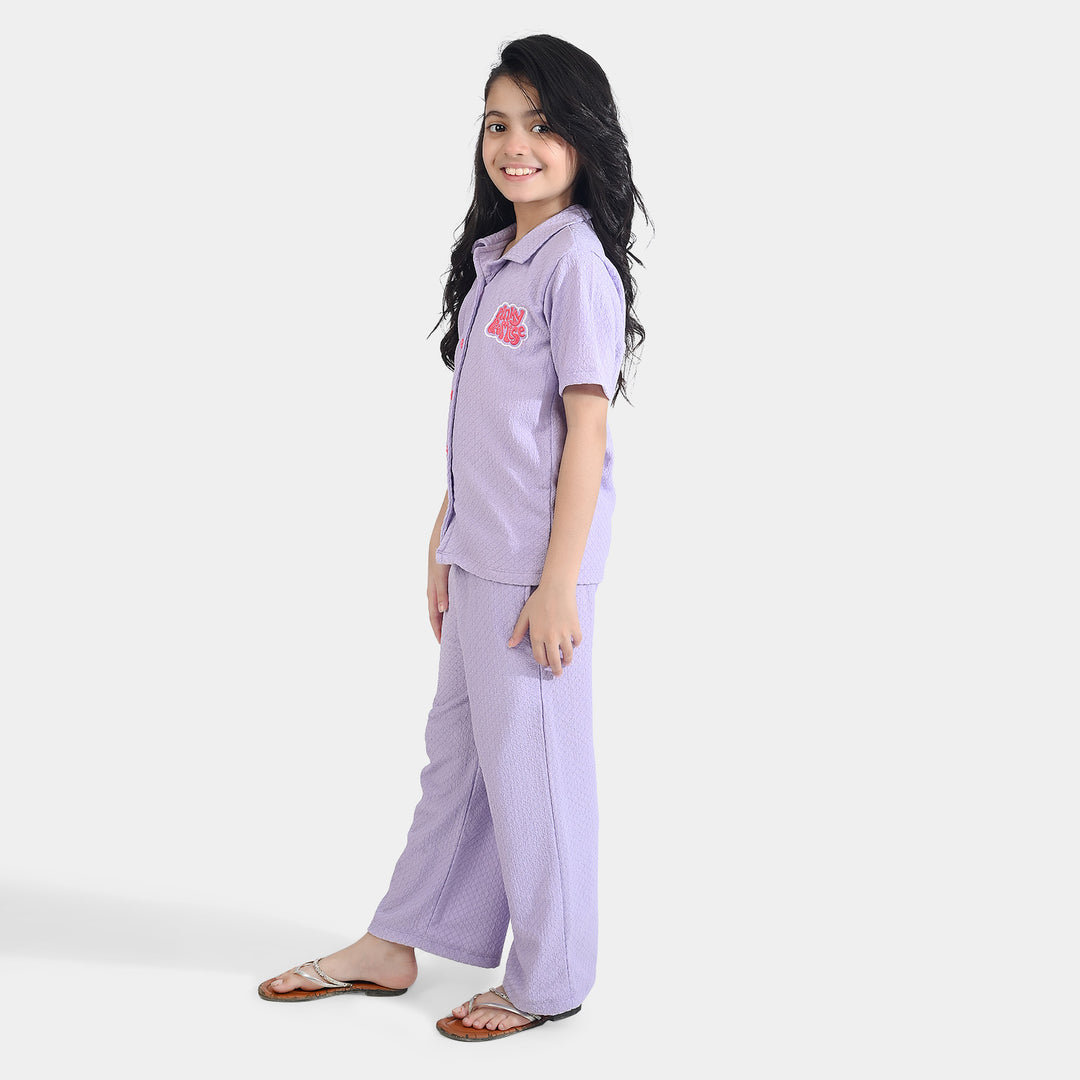 Girls Poly Crinkle 2 Piece Suit Pink Promise - LAVENDER