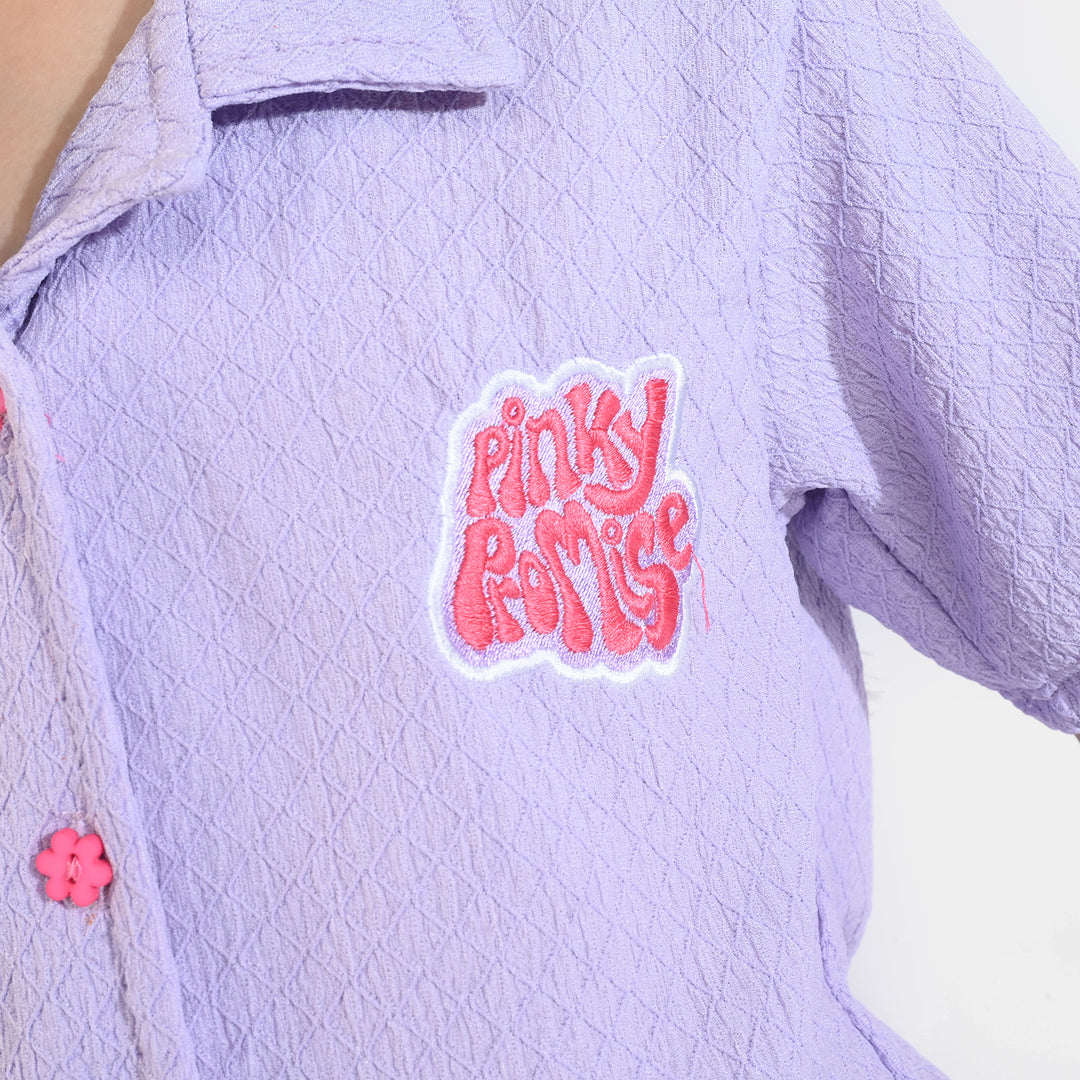Girls Poly Crinkle 2 Piece Suit Pink Promise - LAVENDER