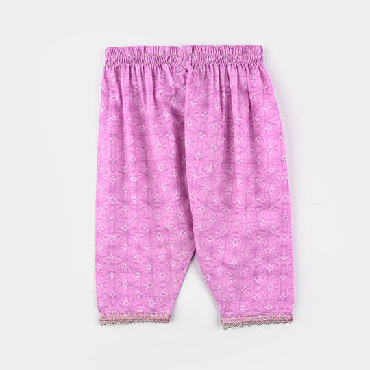 Infant Girls Cotton Poplin Emb & Printed 2Pcs Chunri - Purple