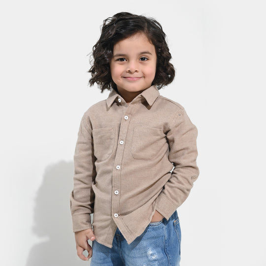 Boys Flannel Shirt F/S (Color Block) - BEIGE