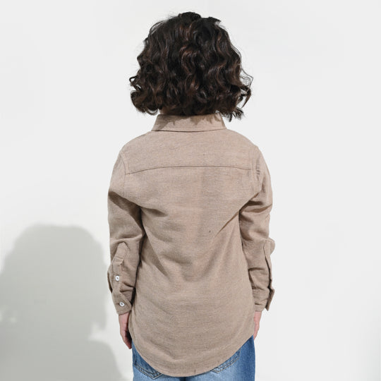 Boys Flannel Shirt F/S (Color Block) - BEIGE