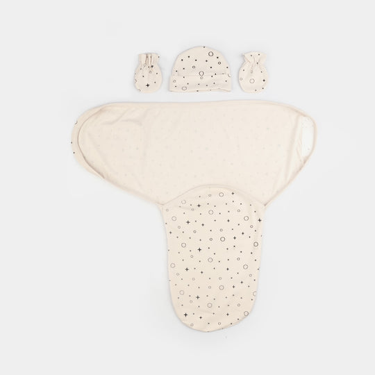 Baby Swaddle with Cap & Mittens Set