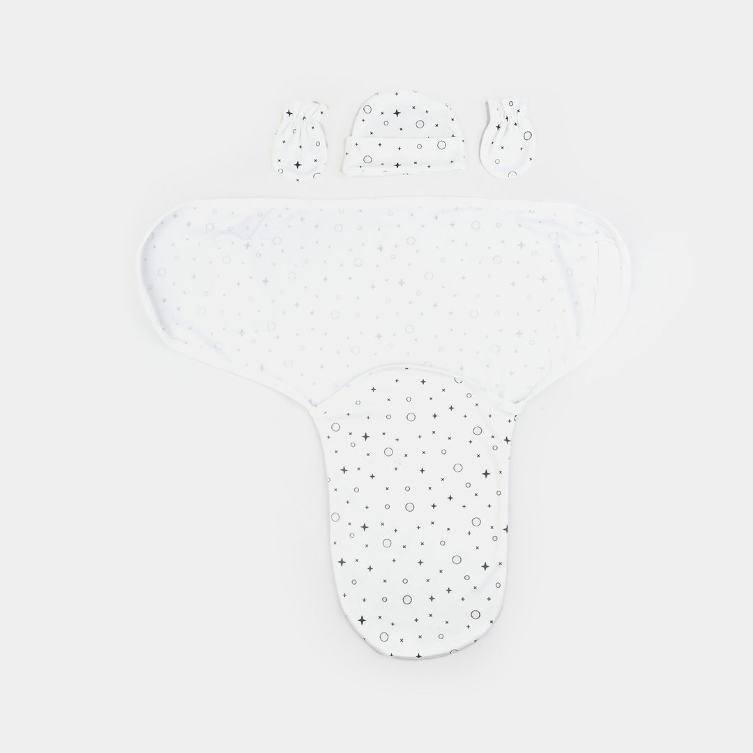 Baby Swaddle with Cap & Mittens Set
