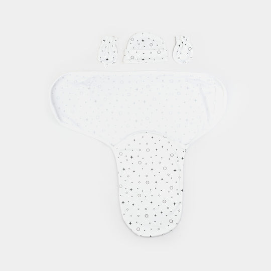 Baby Swaddle with Cap & Mittens Set