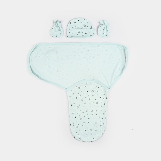 Baby Swaddle with Cap & Mittens Set