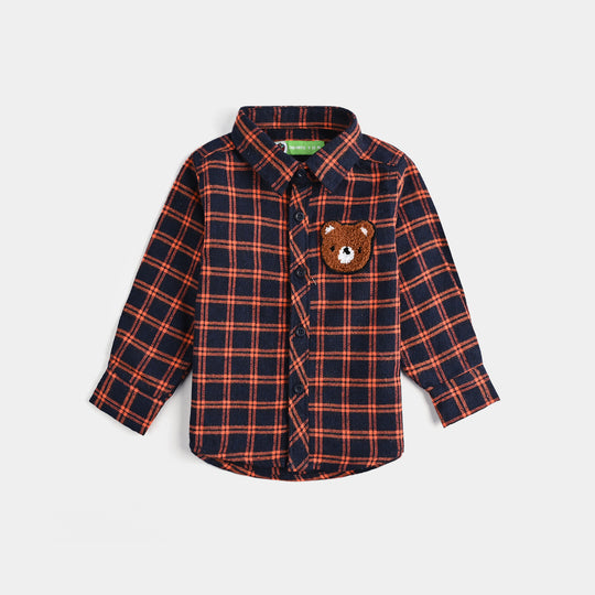 Infant Boys Flannel Shirt F/S (Cute Me) - Orange Check