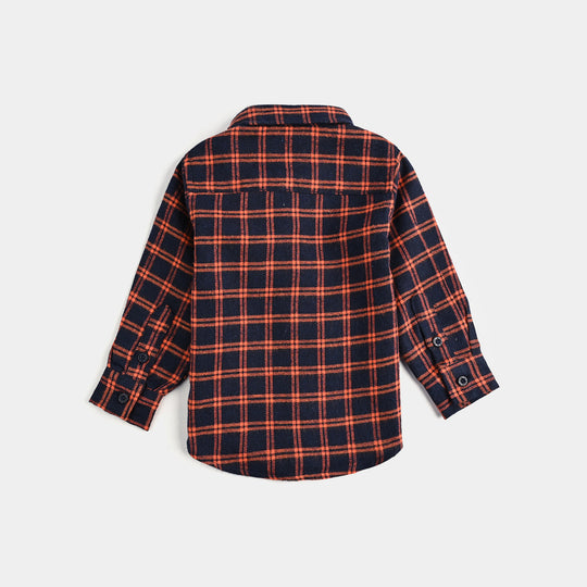 Infant Boys Flannel Shirt F/S (Cute Me) - Orange Check