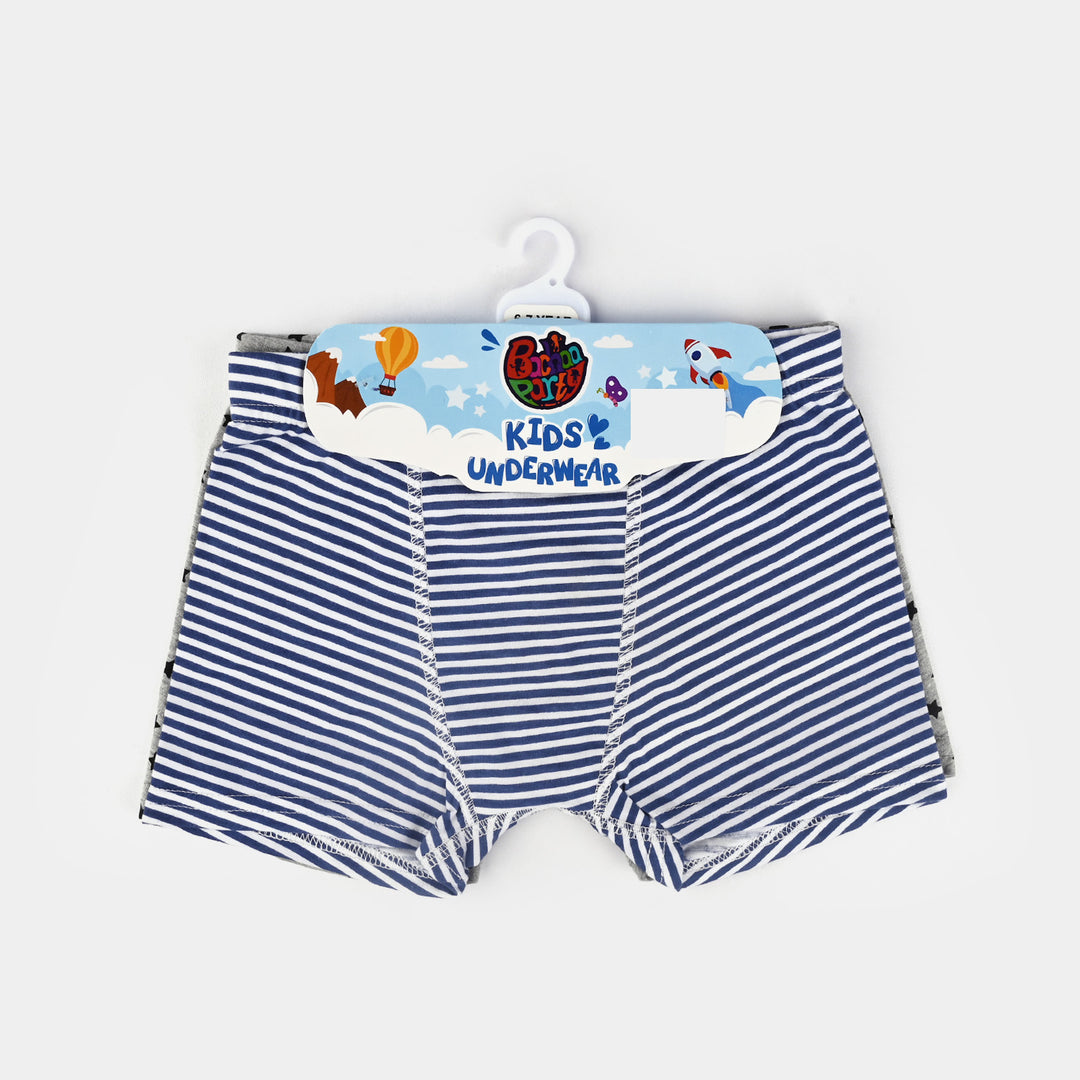 Boys Cotton Jersey Boxer Stripes & Star-Pack Of 2-White/H.Grey