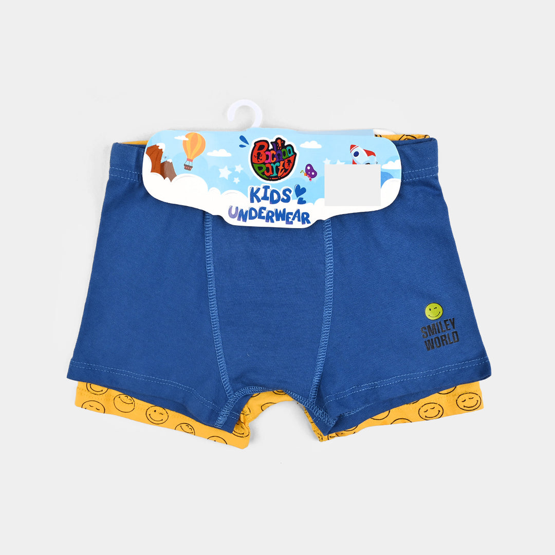 Boys Cotton Jersey Boxer Smiley- Pack Of 2-Blue/Citrus