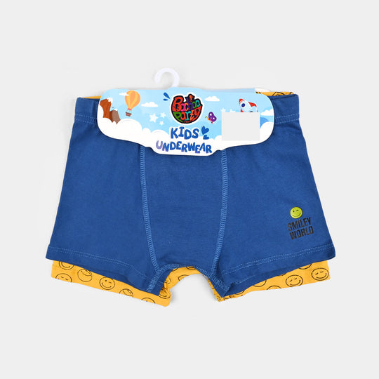 Boys Cotton Jersey Boxer Smiley- Pack Of 2-Blue/Citrus