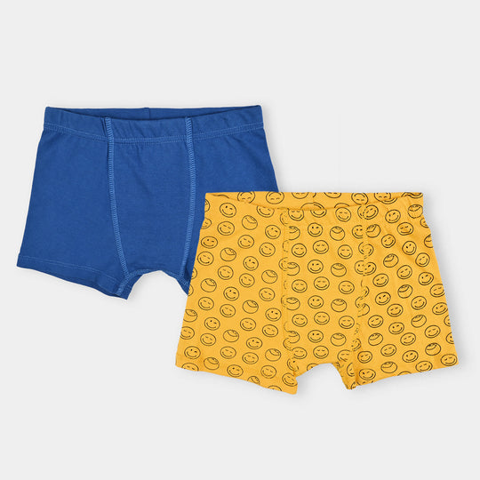 Boys Cotton Jersey Boxer Smiley- Pack Of 2-Blue/Citrus