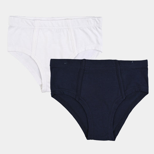 Boys Cotton Jersey Basic Brief-Pack Of 2-White/Navy