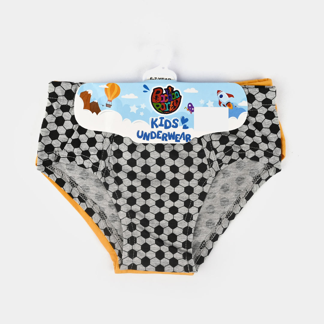 Boys Cotton Jersey Brief Football-Pack Of 2-Citrus/H.Grey