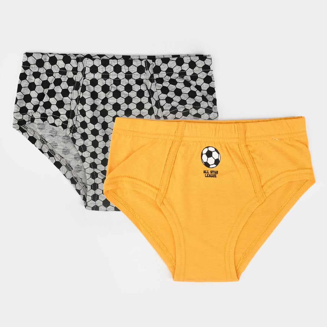 Boys Cotton Jersey Brief Football-Pack Of 2-Citrus/H.Grey