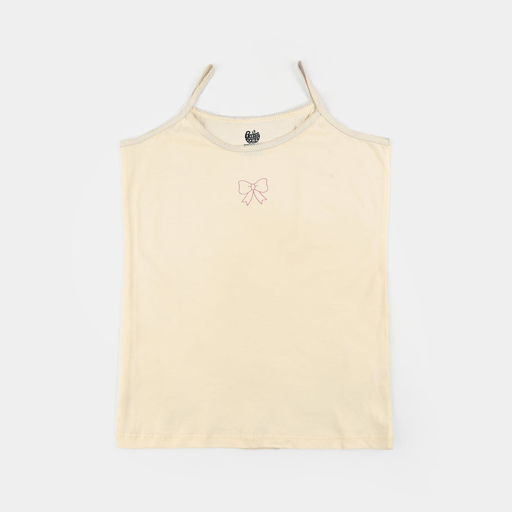 Girls Cotton Jersey Cami Dots & Bow-Pack Of 2-White Vanilla