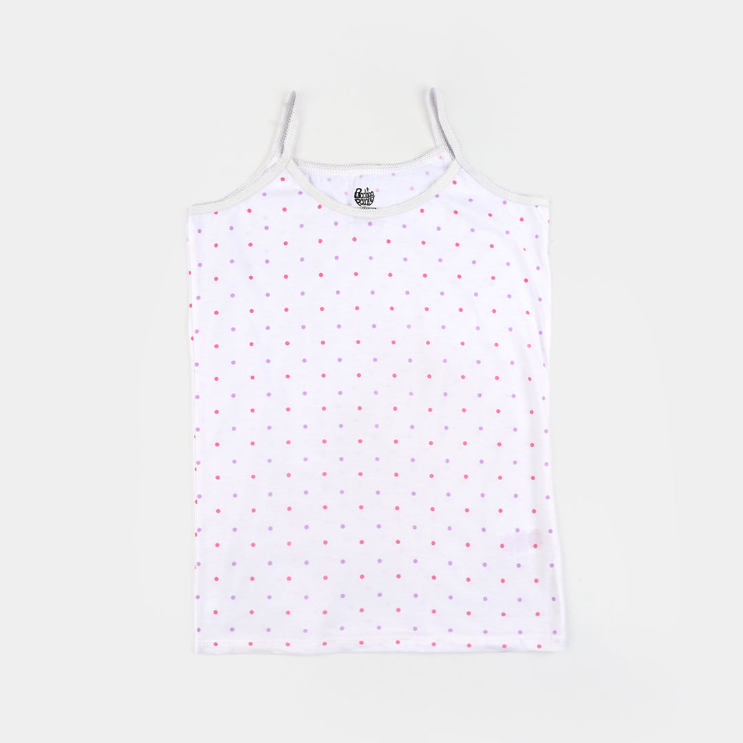 Girls Cotton Jersey Cami Dots & Bow-Pack Of 2-White Vanilla